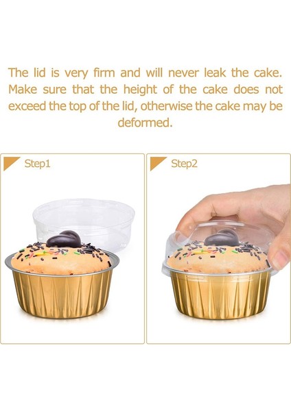 Kapaklı Tatlı Bardakları, 50 Paket Altın Alüminyum Folyo Pişirme Bardak Tutucuları, Cupcake Fırında Yardımcı Ramekin Şeffaf Puding Bardakları (Yurt Dışından) fiyatları