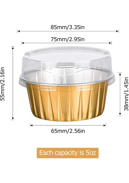 Kapaklı Tatlı Bardakları, 50 Paket Altın Alüminyum Folyo Pişirme Bardak Tutucuları, Cupcake Fırında Yardımcı Ramekin Şeffaf Puding Bardakları (Yurt Dışından) modelleri