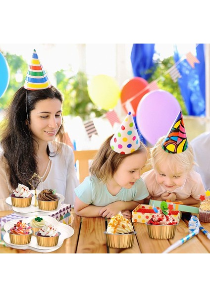 Kapaklı Tatlı Bardakları, 50 Paket Altın Alüminyum Folyo Pişirme Bardak Tutucuları, Cupcake Fırında Yardımcı Ramekin Şeffaf Puding Bardakları (Yurt Dışından) indirimleri