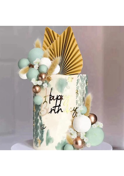12 Adet Kağıt Palmiye Yaprakları Doğum Günü Pastası Toppers Fan Söğüt Yaprakları Kek Dekorasyon Bırakın Dıy Kek Ekleme Süslemeleri L (Yurt Dışından)