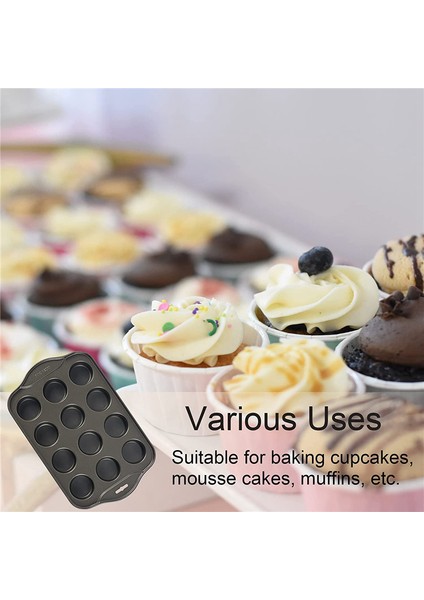 2'li Paket Mini Muffin Cheesecake Tavası, Çıkarılabilir Tabanlı, 12 Gözlü Yapışmaz Cupcake Tavası (Yurt Dışından)