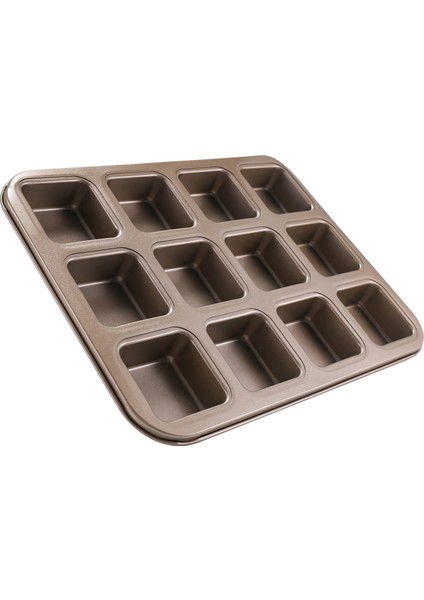 12 Bardak Kare Mini Ekmek Burger Muffin Kek Kalıbı Ev Yapışmaz Fırın Tepsisi Fırın Tepsileri Pasta Aracı (Altın) (Yurt Dışından)