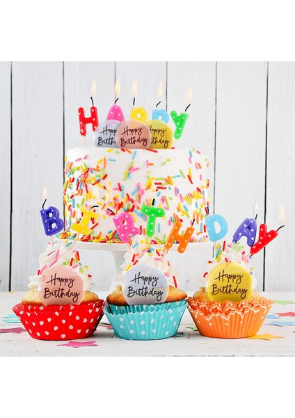 24 Adet Akrilik Kek Toppers Mutlu Doğum Günü Ayna Kek Disk Mini Yuvarlak Kazınmış Cupcake Topper Dıy Cupcake Dekorasyon (Yurt Dışından)