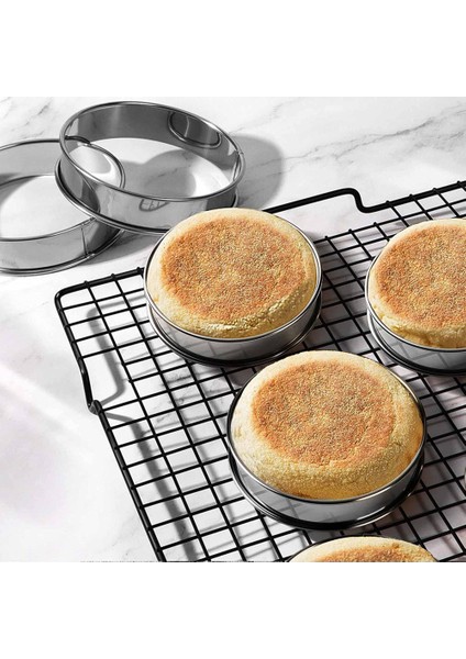 3.15 Inç Muffin Halkaları Crumpet Yüzükler, 8 Adet Paslanmaz Çelik Muffin Yüzükler Çift Haddelenmiş Tart Yüzükler Yuvarlak Tart Yüzük (Yurt Dışından) fırsatları