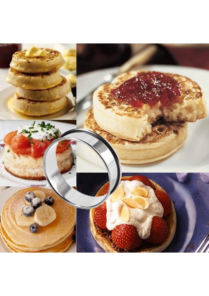 3.15 Inç Muffin Halkaları Crumpet Yüzükler, 8 Adet Paslanmaz Çelik Muffin Yüzükler Çift Haddelenmiş Tart Yüzükler Yuvarlak Tart Yüzük (Yurt Dışından) indirimleri