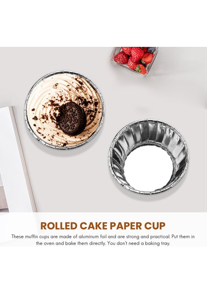 50 Adet Alüminyum Folyo Cupcake Bardak Tek Kullanımlık Muffin Gömlekleri Pişirme Bardak Alüminyum Cupcake Ucu Tava Ramekin Tutucular Küçük Puding Bardak-Gümüş (Yurt Dışından) fırsatları