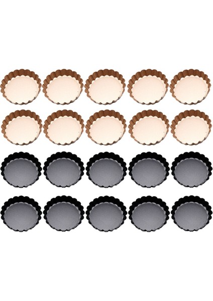 Çıkarılabilir Alt Kalıplı 20 Adet Mini Tart Tavaları 4 Inç Yuvarlak Yapışmaz Tart Tavaları Kek, Tatlı Pişirme Vb. Için Uygundur. (Yurt Dışından)