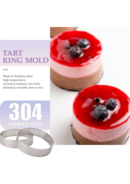 20 Adet Dairesel Tart Yüzükler Delikli Meyve Pasta Kiş Kek Mus Mutfak Pişirme Kalıp Delikli Kek Mus Halkası 8 cm (Yurt Dışından) fiyatları