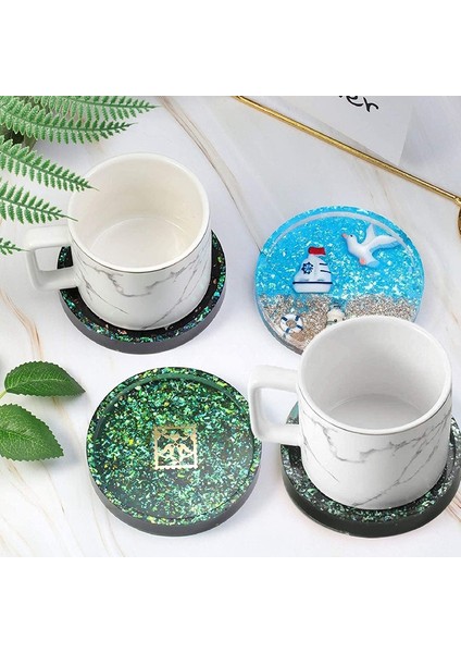12 Paket Dıy Yuvarlak Silikon Altlık Silikon Reçine Kalıp Şeffaf Epoksi Reçine ile Döküm Için (Yurt Dışından)