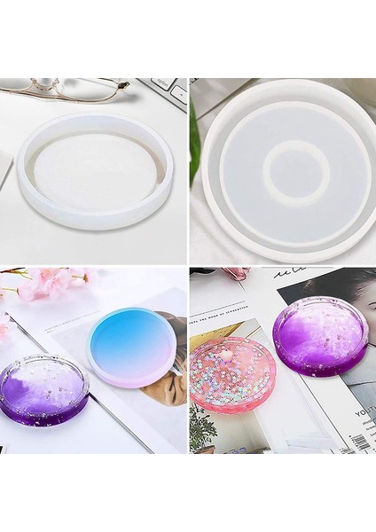 12 Paket Dıy Yuvarlak Silikon Altlık Silikon Reçine Kalıp Şeffaf Epoksi Reçine ile Döküm Için (Yurt Dışından)