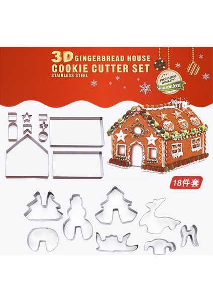 18 Adet 3D Zencefilli Kurabiye Evi Paslanmaz Çelik Noel Senaryo Çerez Kesiciler Seti Bisküvi Kalıp Fondan Kesici Pişirme Aracı (Yurt Dışından) fiyatları