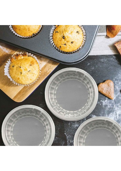 100 Adet 5 Oz 125 ml Tek Kullanımlık Kek Pişirme Bardak Muffin Gömlekleri Kapaklı Bardak Alüminyum Folyo Cupcake Pişirme Bardak-Mavi (Yurt Dışından)