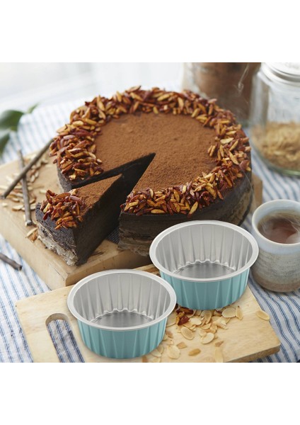100 Adet 5 Oz 125 ml Tek Kullanımlık Kek Pişirme Bardak Muffin Gömlekleri Kapaklı Bardak Alüminyum Folyo Cupcake Pişirme Bardak-Mavi (Yurt Dışından)