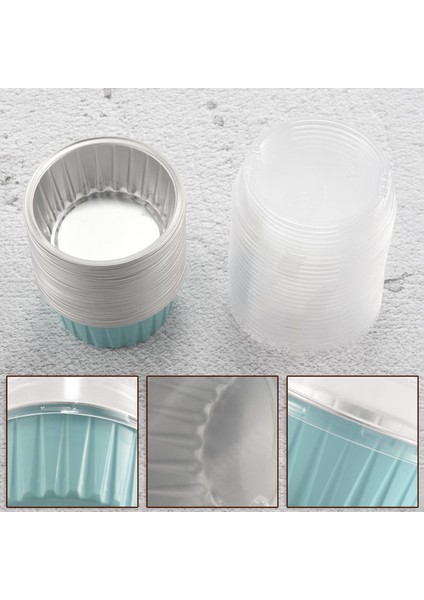 100 Adet 5 Oz 125 ml Tek Kullanımlık Kek Pişirme Bardak Muffin Gömlekleri Kapaklı Bardak Alüminyum Folyo Cupcake Pişirme Bardak-Mavi (Yurt Dışından)