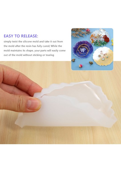 6 Adet Reçine Coaster Kalıp Silikon Geode Kalıp Düzensiz Dalga Şekli Kalıp Tepsisi Kalıp Coaster Döküm Kalıp (Yurt Dışından)