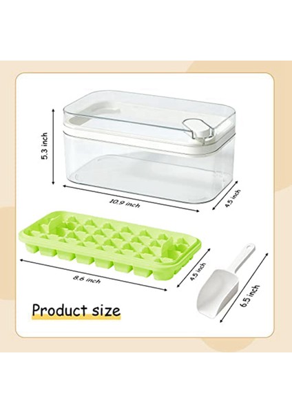 Kapaklı ve Hazneli Ice-Cube Tepsisi, Dondurucu Için Ice-Cube Tepsileri, 32 Parça Ice-Cube Kalıbı (Yeşil) (Yurt Dışından)