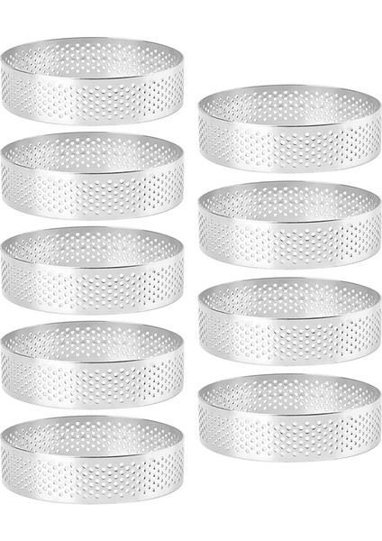 9'lu Paket Yuvarlak Tart Halkası, Mus Halkaları, Paslanmaz Çelik Isıya Dayanıklı Delikli Mus Halkaları, Metal Yuvarlak Halka Kalıbı (Yurt Dışından)
