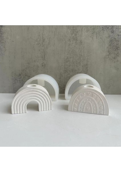 Gökkuşağı Kemer Şekilli Şamdan Silikon Dıy Beton Sıva Gökkuşağı Mumluk Tepsi Çömlekçilik Kalıp (B) (Yurt Dışından) fırsatları