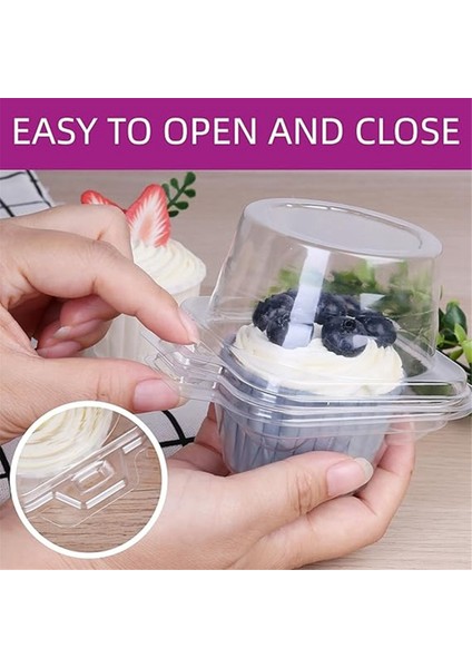 Bireysel Cupcake Kapları, 100 Adet Şeffaf Cupcake Kutuları, Kapaklı Cupcake Tutucular, Tek Bölmeli Muffin Taşıyıcı (Yurt Dışından) modelleri