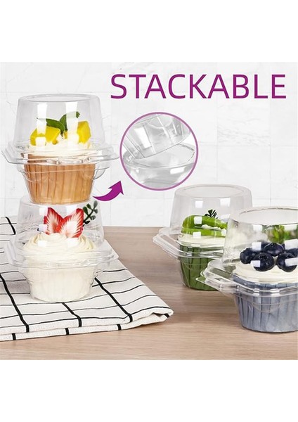 Bireysel Cupcake Kapları, 100 Adet Şeffaf Cupcake Kutuları, Kapaklı Cupcake Tutucular, Tek Bölmeli Muffin Taşıyıcı (Yurt Dışından) fırsatları
