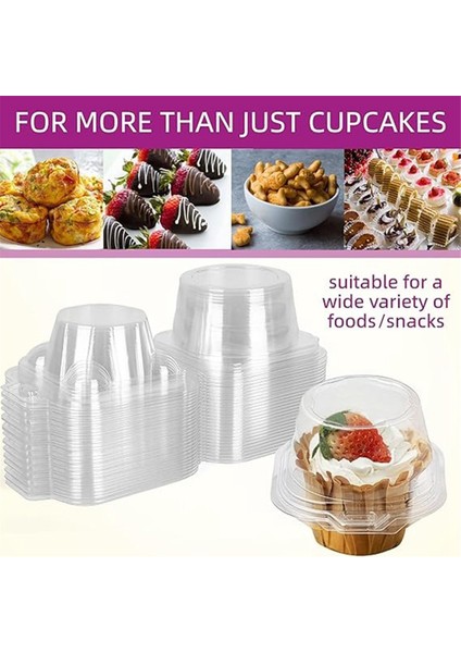 Bireysel Cupcake Kapları, 100 Adet Şeffaf Cupcake Kutuları, Kapaklı Cupcake Tutucular, Tek Bölmeli Muffin Taşıyıcı (Yurt Dışından) indirimleri