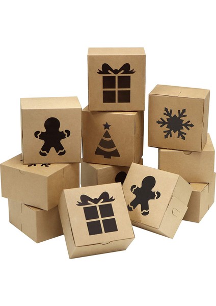 30 Kraft Karton Ekmek Kurabiye Kutuları Set 4X4X2.5INCH Noel Cupcakes, Brownie, Donuts Için Otomatik Açılır Pencere (Yurt Dışından)