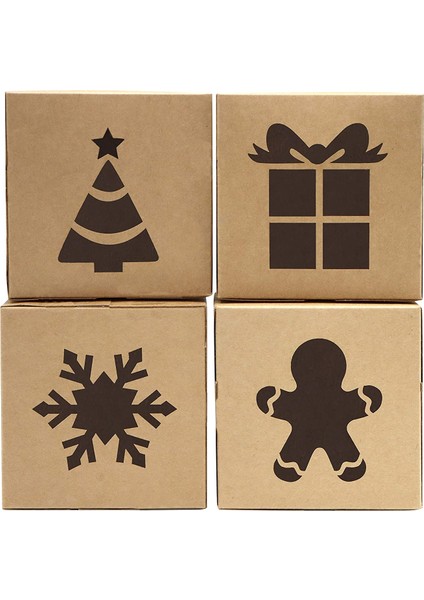 30 Kraft Karton Ekmek Kurabiye Kutuları Set 4X4X2.5INCH Noel Cupcakes, Brownie, Donuts Için Otomatik Açılır Pencere (Yurt Dışından)