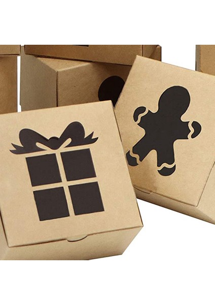 30 Kraft Karton Ekmek Kurabiye Kutuları Set 4X4X2.5INCH Noel Cupcakes, Brownie, Donuts Için Otomatik Açılır Pencere (Yurt Dışından)
