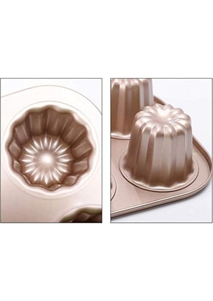 4-Cavity Canele Kalıp Kek Tava, Yapışmaz Canele Fırın Tepsisi Fırın Için Karbon Çelik Caneles Kalıp Bakeware Aracı (Yurt Dışından)
