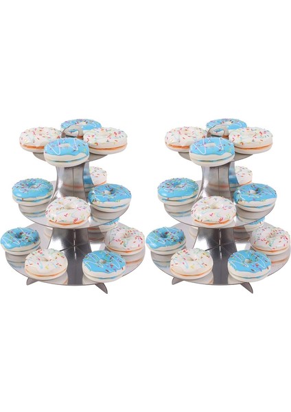 24 Cupcakes Için Cupcake Standı 3 Katmanlı Yuvarlak Karton Cupcake Kulesi Doğum Günü Bebek Gelin Duş Parti Malzemeleri Gümüş (Yurt Dışından)