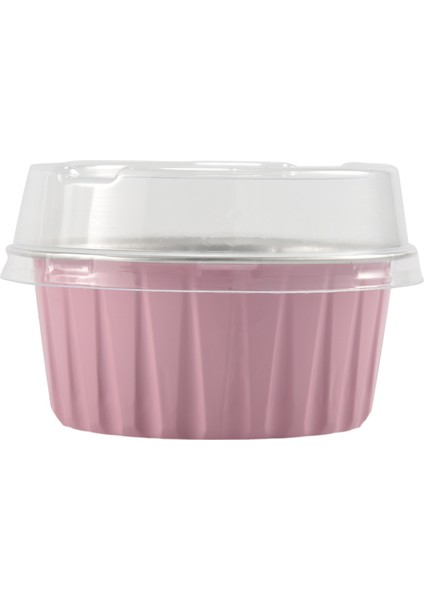 100 Adet 5 Oz 125 ml Tek Kullanımlık Kek Pişirme Bardak Muffin Gömlekleri Kapaklı Bardak Alüminyum Folyo Cupcake Pişirme Bardak-Pembe (Yurt Dışından)