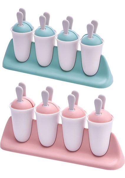 2 Paket Gıda Sınıfı Popsicle 16 Hücreli Ev Yapımı Mutfak Popsicle Kalıp Dondurma Makinesi-Pembe + Mavi (Yurt Dışından)