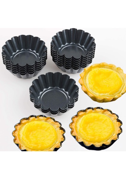 16 Adet Yumurta Tart Seti 16 Karbon Çelik Mini Tart Tava Kurabiye Kalıbı Pişirme Aracı (Yurt Dışından)