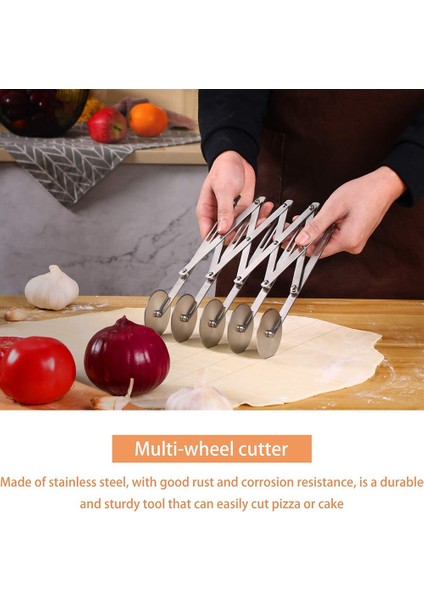 5 Tekerlekli Pasta Kesici Pizza Kesici Çok Tekerlekli Hamur Kesiciler Genişletilebilir Pizza Dilimleme Pişirme Kesici Rulo Pasta Bıçağı (Yurt Dışından) fırsatları