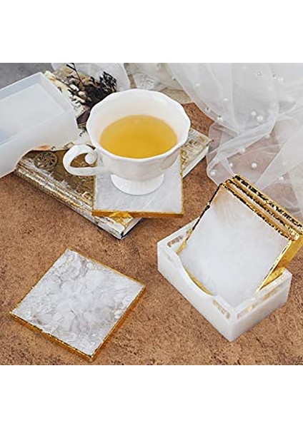 Reçine Döküm Için Silikon Bardak Altlığı, 8 Adet Bardak Altlığı ve 2 Adet Tutucu Dahil Epoksi Reçine Bardak Altlığı Seti (Yurt Dışından) fırsatları