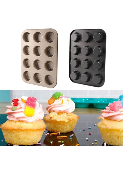 Adet Muffin Kalıbı 12-Cup Fırın Tepsisi Yapışmaz Cupcake Fırın Tepsisi, Karbon Çelik Muffin Tepsisi Pişirme Kalıp Tava Fırın Pişirme Için (Yurt Dışından)