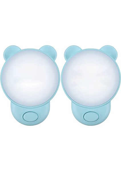 Gece Lambası Çocuk Soketi Anahtarlı LED Başucu Lambası Fiş Işık Yatak Odası Için Uygun 2 Adet Mavi Ab Tak (Yurt Dışından)