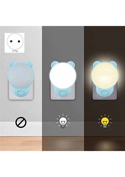 Gece Lambası Çocuk Soketi Anahtarlı LED Başucu Lambası Fiş Işık Yatak Odası Için Uygun 2 Adet Mavi Ab Tak (Yurt Dışından) fiyatları
