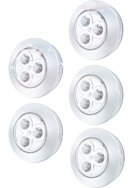 5 Paket LED -Powered Kablosuz Gece Musluk Basın Lambası Koridor Mutfak Yatak Odası Banyo Dolapları Dolapları Için Stick-On Push Güvenli Işıklar, Gümüş (Yurt Dışından)