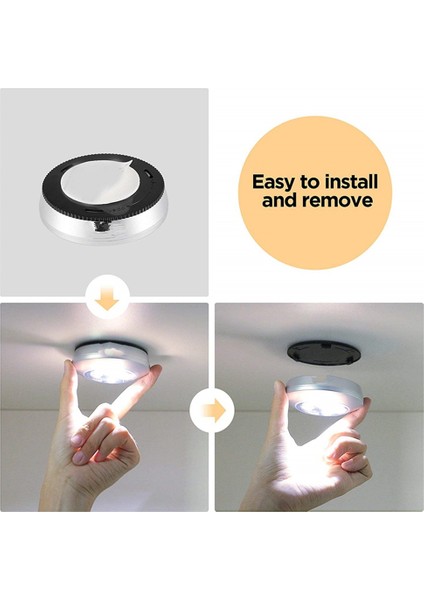 5 Paket LED -Powered Kablosuz Gece Musluk Basın Lambası Koridor Mutfak Yatak Odası Banyo Dolapları Dolapları Için Stick-On Push Güvenli Işıklar, Gümüş (Yurt Dışından) modelleri