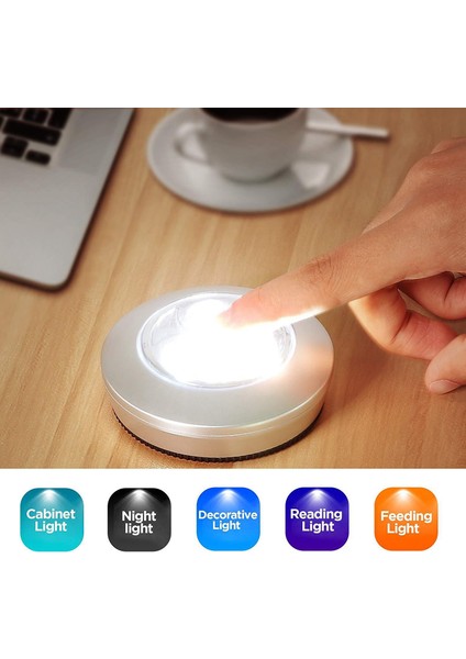5 Paket LED -Powered Kablosuz Gece Musluk Basın Lambası Koridor Mutfak Yatak Odası Banyo Dolapları Dolapları Için Stick-On Push Güvenli Işıklar, Gümüş (Yurt Dışından) fırsatları