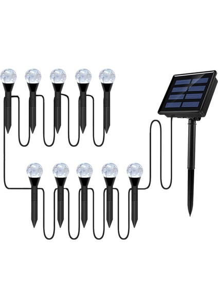 10 In 1 Güneş Spot Işık Dış Mekan LED Bahçe Çim Peyzaj Yolu Duvar Lambası (Yurt Dışından)