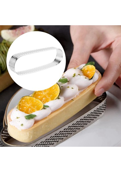 8 Adet Oval Tartlet, Fransız Tatlı Mousse Meyveli Turta Tart Yüzük Kiş Kek Kalıbı, Paslanmaz Çelik Tart Mousse Yüzük (Yurt Dışından)
