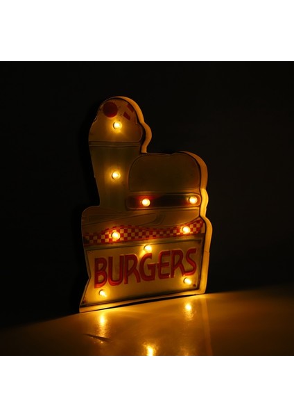 Hamburger Dondurma LED Işıkları Neon Tabelalar Tabela Retro Bar Cafe Ev Duvar Asılı Dekoratif Metal Tabela Bar Kek Ekmek Reklam Tabelaları (Yurt Dışından)