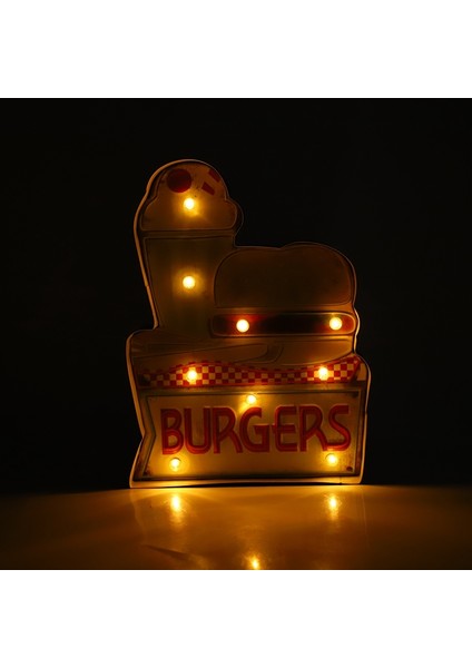 Hamburger Dondurma LED Işıkları Neon Tabelalar Tabela Retro Bar Cafe Ev Duvar Asılı Dekoratif Metal Tabela Bar Kek Ekmek Reklam Tabelaları (Yurt Dışından)