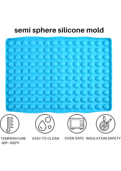 140-CAVITY Küçük Yuvarlak Silikon Çikolata Kalıp, Yarı Küre Tatlı Şeker Pişirme Kalıbı (Yurt Dışından)