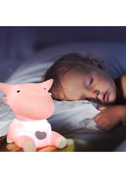 Küçük ve Taşınabilir Sevimli Gece Lambası Karikatür Pembe Inek Görüntü Yatak Odası Yurdu Göz Koruması Gece Lambası Aydınlatmalı (Yurt Dışından) modelleri