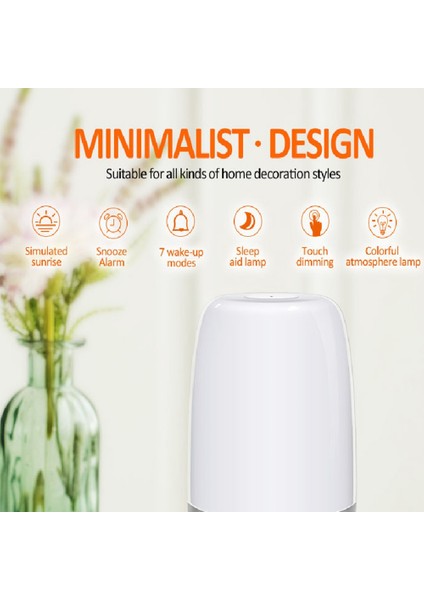 Gün Doğumu Simülasyonu Çalar Saat ile Dokunmatik Uyandırma Gece Lambası, Çocuk Yatak Odaları Için 2 Yollu Kısılabilir Sıcak Beyaz Başucu Lambası (Yurt Dışından) indirimleri