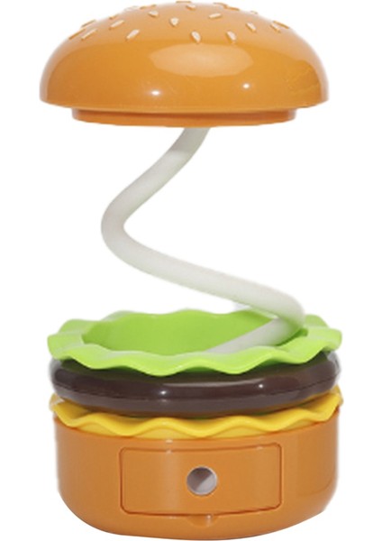 Çocuklar Için Sevimli Masa Lambası, Kalemtıraş ile Ayarlanabilir Boyun Dokunmatik Anahtarlı Şarj Edilebilir Hamburger Küçük Masa Lambası (Yurt Dışından)