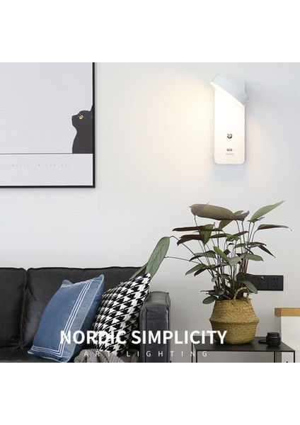 Kapalı LED Duvar Lambaları 9W Karartma Duvar Lambası USB Şarjlı Yatak Odası Oturma Odası Iskandinav Modern Başucu Duvar Aydınlatma-Siyah (Yurt Dışından) modelleri